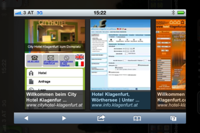 Google mobile Suche nach Hotels in Klagenfurt