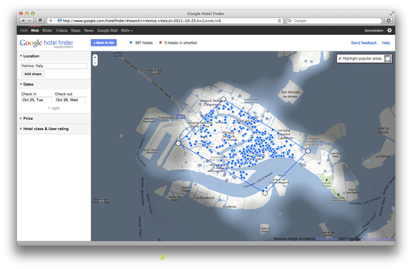 Google Hotel Finder Venedig / Venice popular Areas Google Hotel Finder Venedig / Venice popular Areas