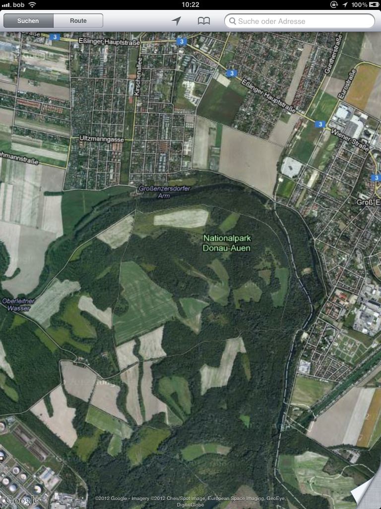 iPad iOS5 Google Maps der Lobau