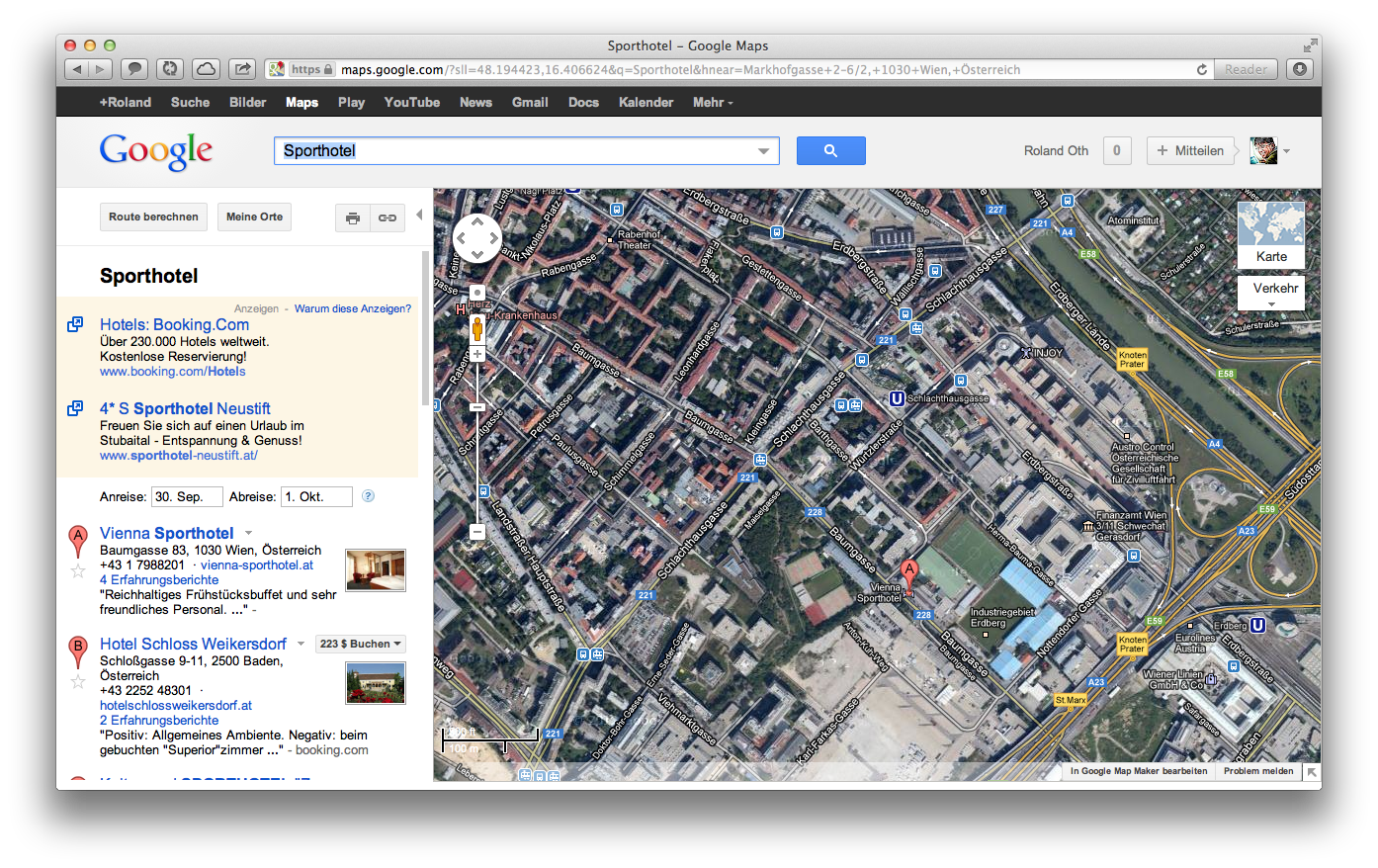 Apple Maps URL mit redirect zu Google mit Hotelnamen als Suchparameter 