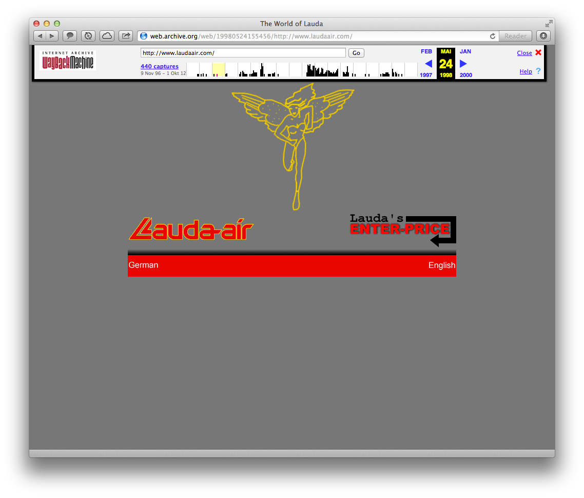 Enter Price. Das erste Buchungstool auf der Lauda Air Website aus dem Jahre 1997