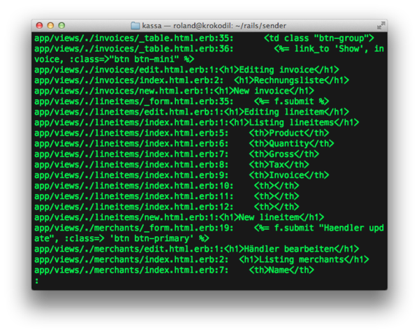 use grep to help to find the i18n lines in app/views erg files
