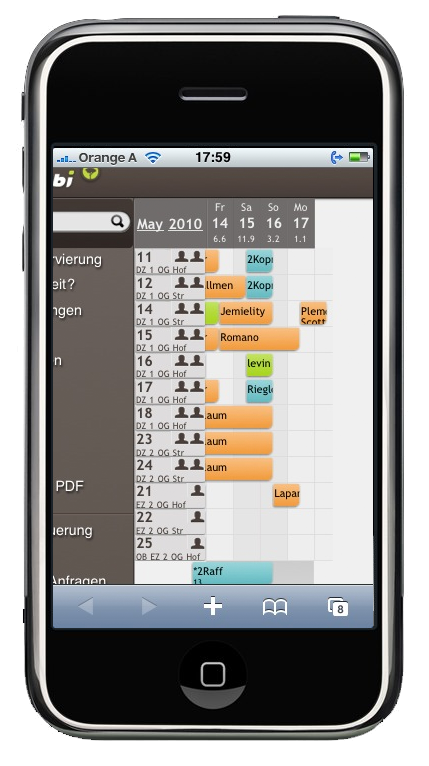 der igumbi Hotel Belegungsplan / Zimmerplan / Zimmerplaner am iPhone