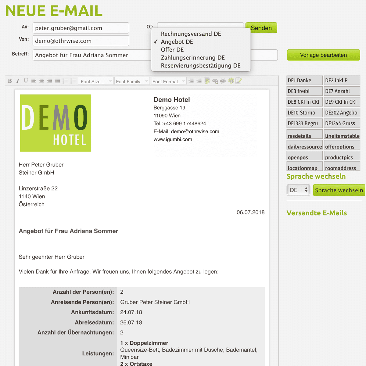 igumbi Tour - Das E-Mail Vorlagenservice zum schnellen und einfachen Versand Ihrer Angebote und Reservierungsbestätigung. igumbi Tour - Das E-Mail Vorlagenservice zum schnellen und einfachen Versand Ihrer Angebote und Reservierungsbestätigung.