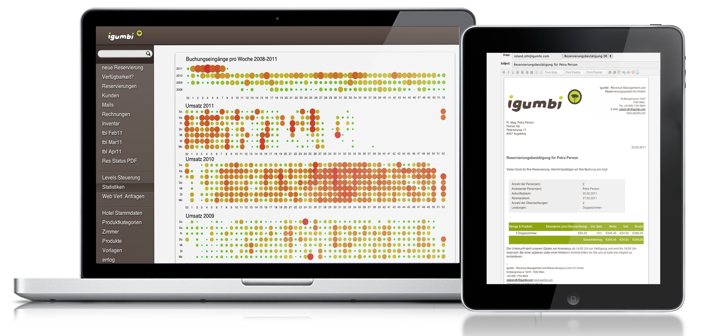 igumbi Hotelsoftware on your Computer and on the iPad as JPG