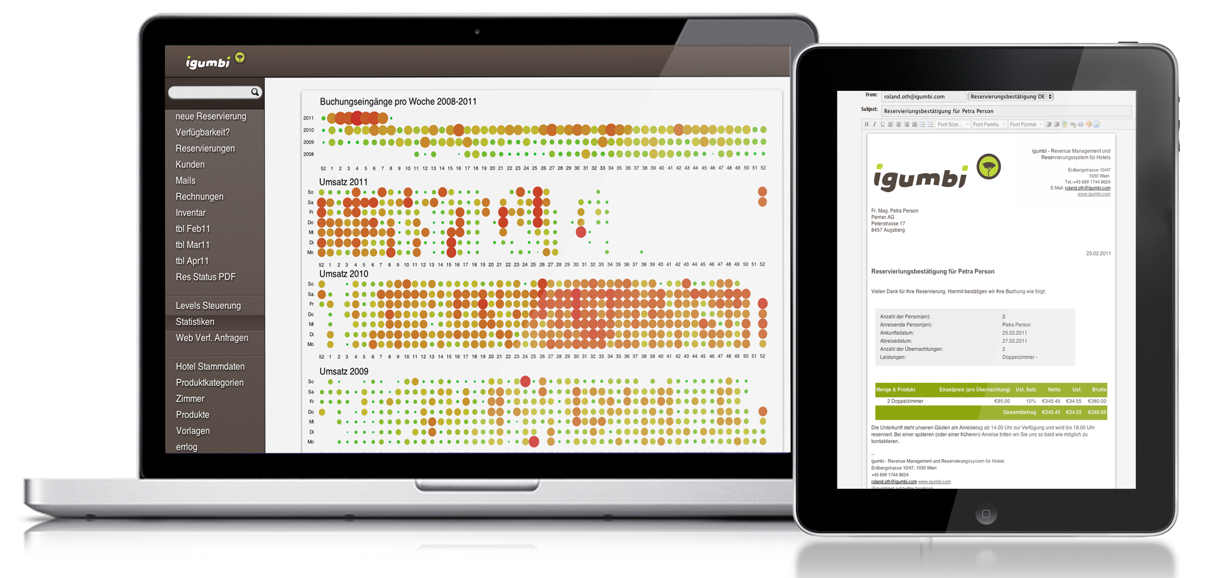igumbi Hotelsoftware on your Computer and on the iPad as PNG